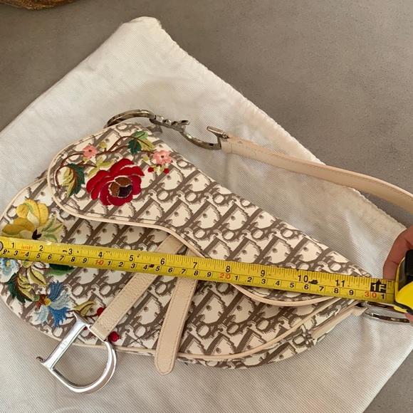 Christian Dior Vintage Embroidered Trotter Saddle Bag Authentic - Picture 14 of 16